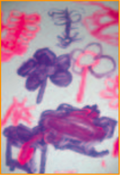 Table-cloth with child's flower pattern painted on