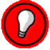 Red lightbulb tip symbol. 