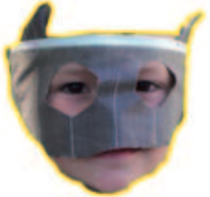 Boy wearing home-made batman mask
