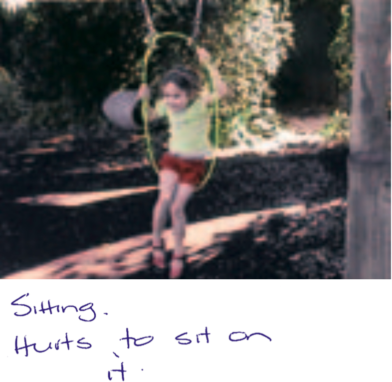 Girl sitting on a trapeze