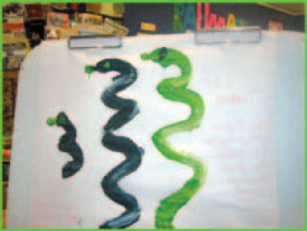 Child's painting of snakes