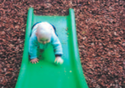 Infant on a slide