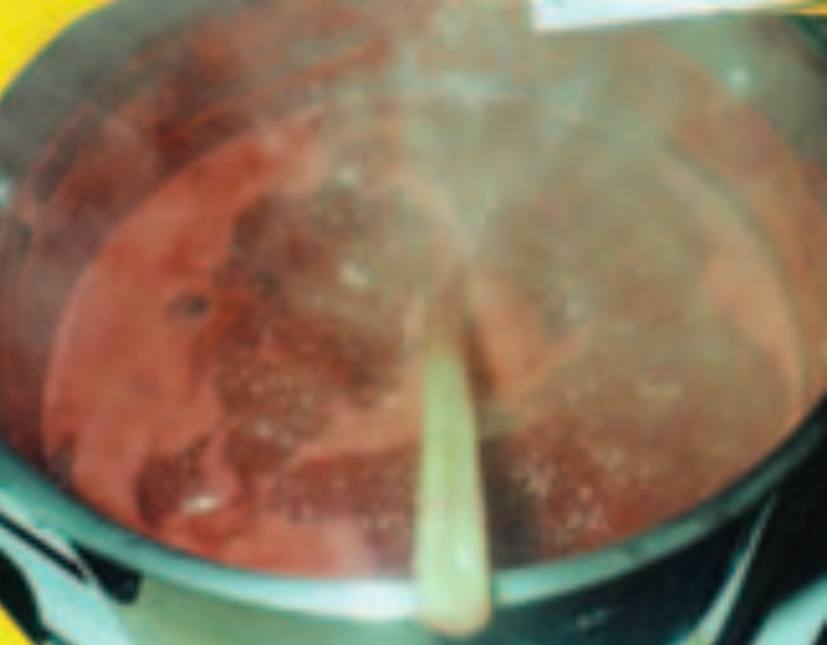 Big pot of boiling jam