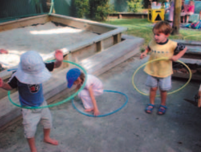 Children playing with hoola hoops